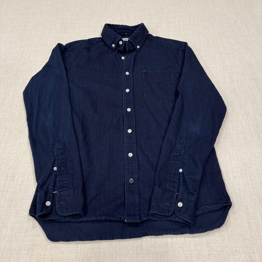 Taylor Stitch Shirt Mens 40 Blue Denim Button Down Long Sleeve Chambray Cotton